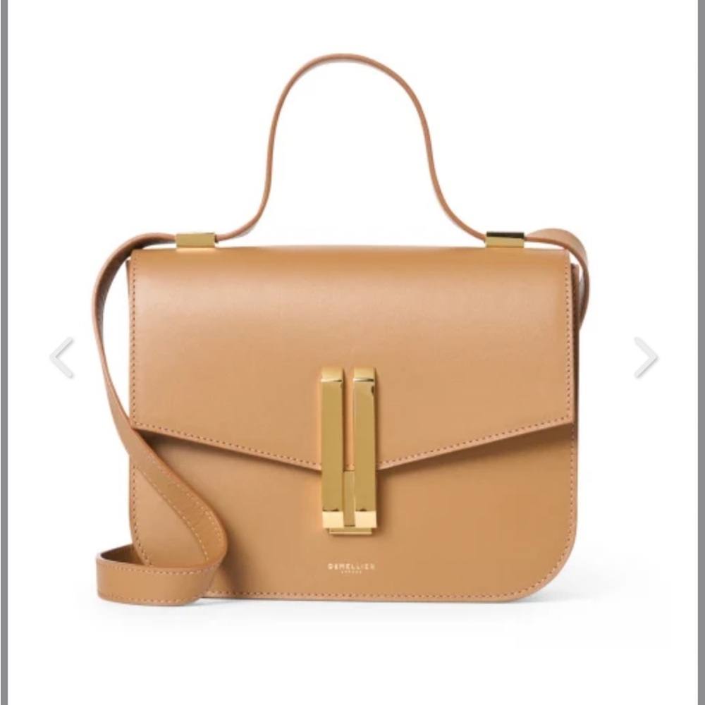 Demellier Vancouver Deep Toffee Leather Crossbody Bag